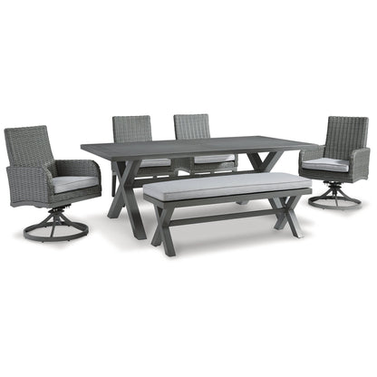 Pacchetto da pranzo per esterni Signature Design by Ashley Elite Park Gray da 6 pezzi - 80L x 42P x 29A