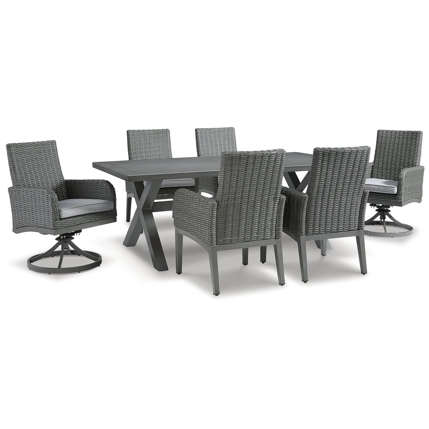 Pacchetto da pranzo per esterni Signature Design by Ashley Elite Park Gray da 7 pezzi - 80L x 42P x 29A