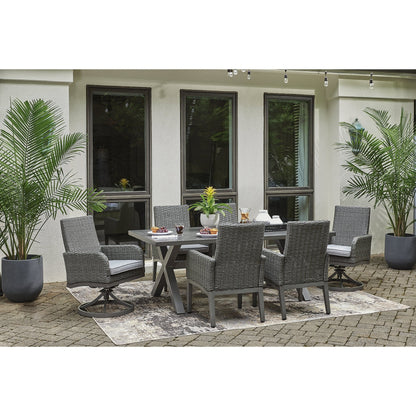 Pacchetto da pranzo per esterni Signature Design by Ashley Elite Park Gray da 7 pezzi - 80L x 42P x 29A