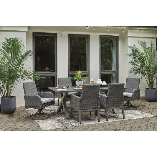 Pacchetto da pranzo per esterni Signature Design by Ashley Elite Park Gray da 7 pezzi - 80L x 42P x 29A