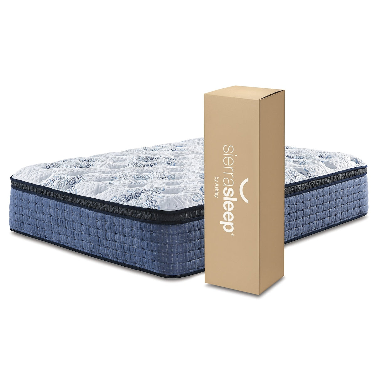 Pacchetto materasso matrimoniale Signature Design by Ashley Mt Dana Euro Top bianco/blu da 2 pezzi