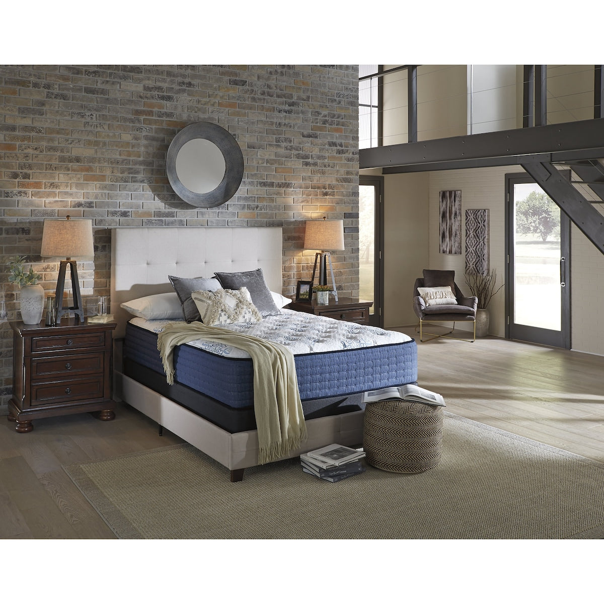 Pacchetto materasso Signature Design by Ashley Mt Dana Plush bianco/blu da 2 pezzi