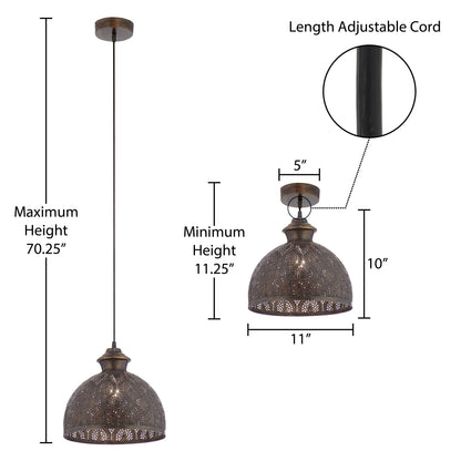 Lampada a sospensione con paralume in metallo bronzo antico Sigrid River of Goods - 11 x 11 x 11,25/70,25