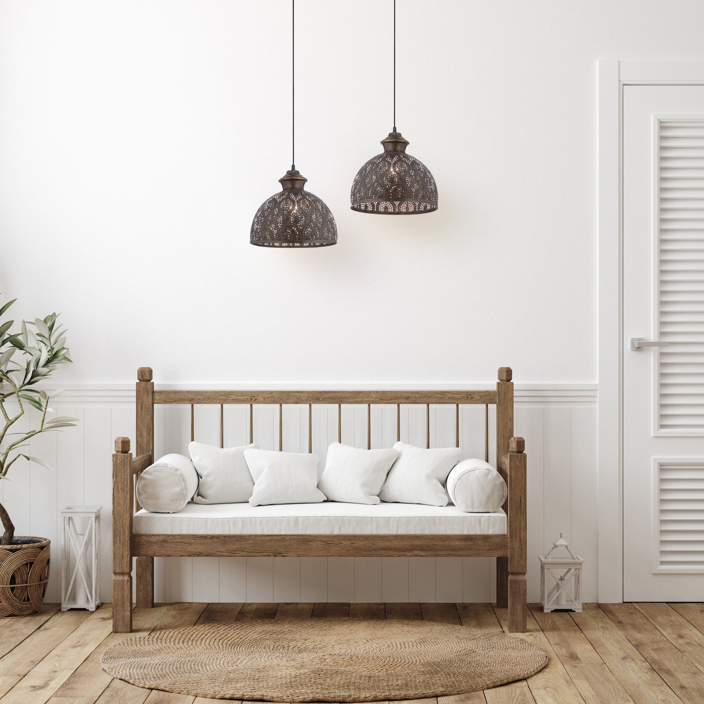 Lampada a sospensione con paralume in metallo bronzo antico Sigrid River of Goods - 11 x 11 x 11,25/70,25