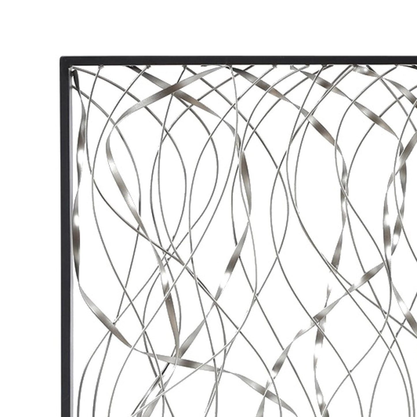 Decorazione da parete astratta con cornice nera rettangolare Infinity in metallo argentato