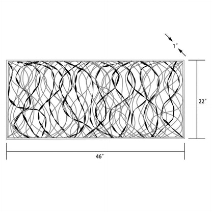 Decorazione da parete astratta con cornice nera rettangolare Infinity in metallo argentato