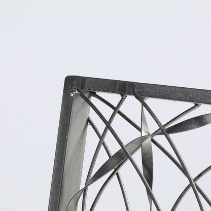 Decorazione da parete astratta con cornice nera rettangolare Infinity in metallo argentato