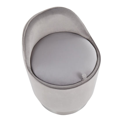 Sgabello girevole in velluto Silver Orchid Corday