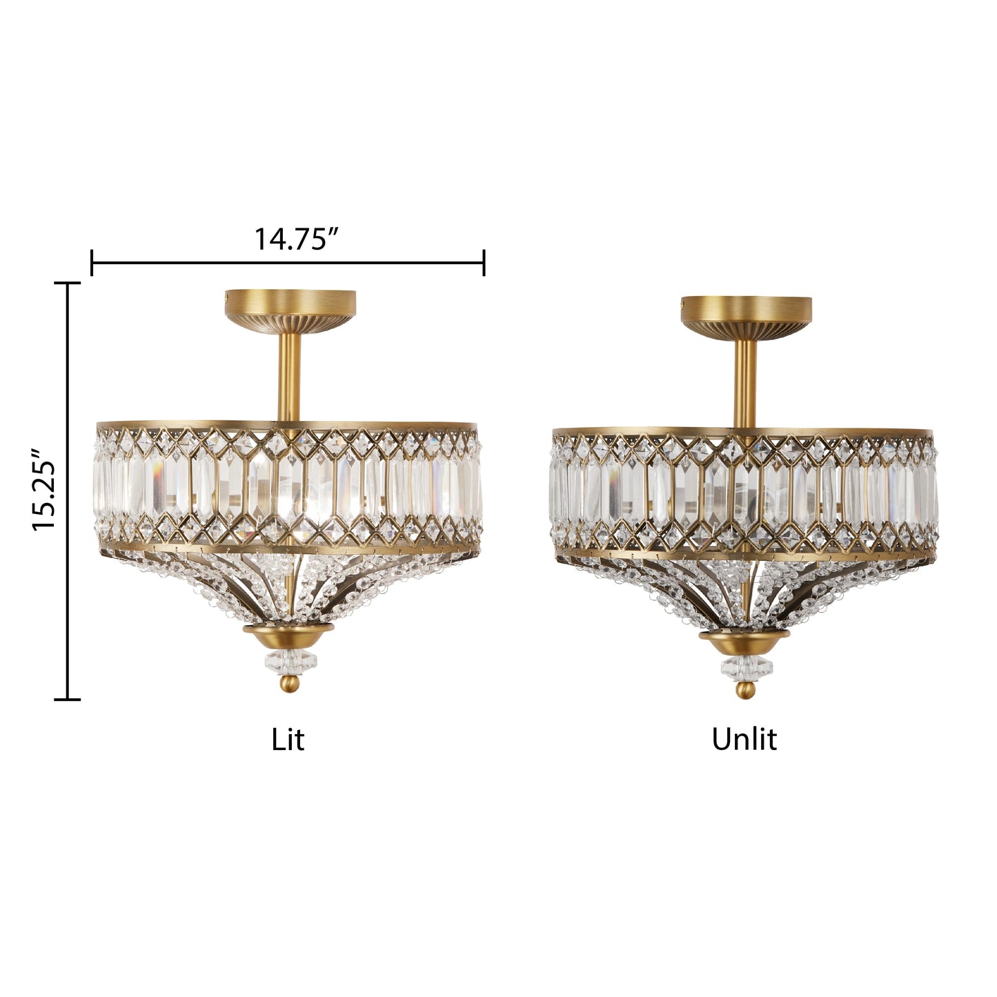 Lampada da soffitto semi-incassata in vetro a più livelli Silver Orchid Furey bronzo/oro - 14,75 L x 14,75 W x 15,25 H