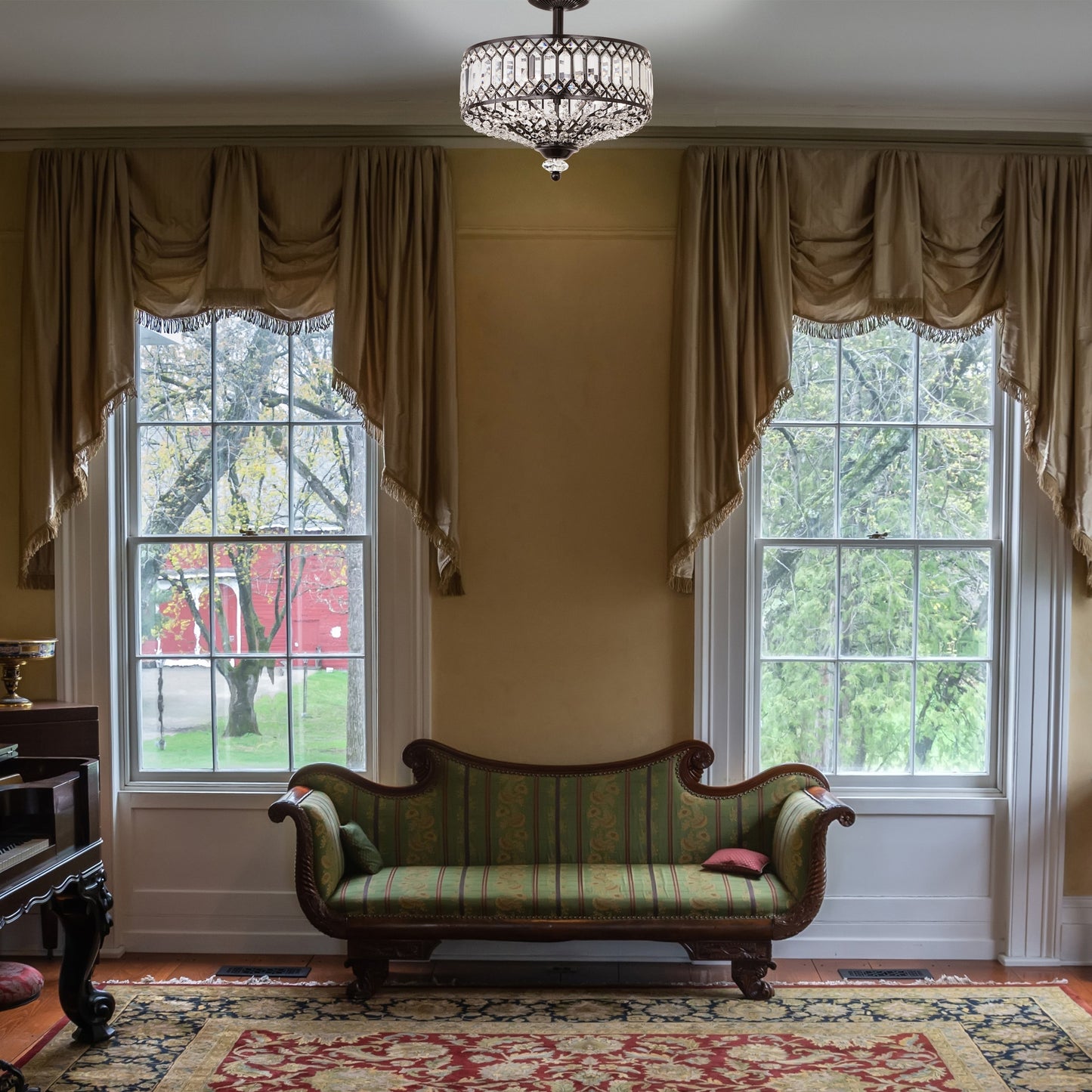 Lampada da soffitto semi-incassata in vetro a più livelli Silver Orchid Furey bronzo/oro - 14,75 L x 14,75 W x 15,25 H