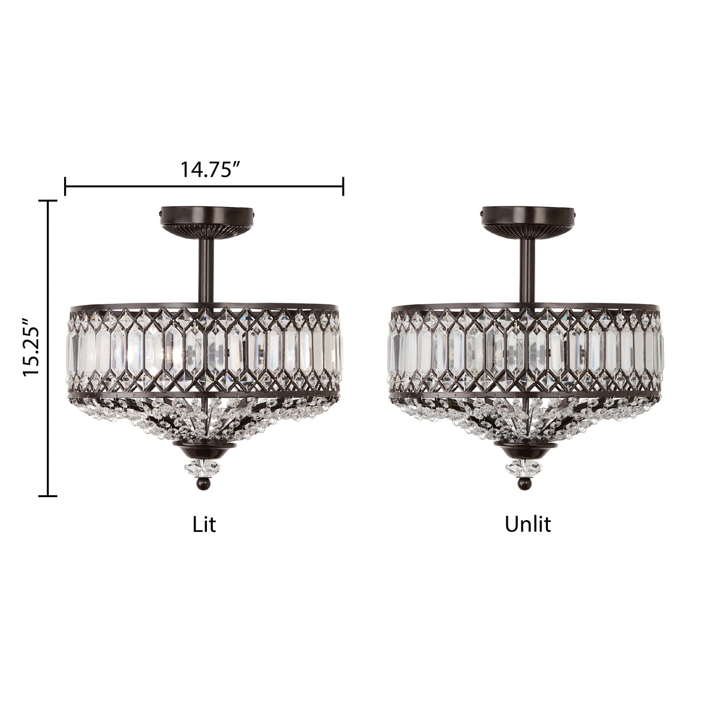 Lampada da soffitto semi-incassata in vetro a più livelli Silver Orchid Furey bronzo/oro - 14,75 L x 14,75 W x 15,25 H