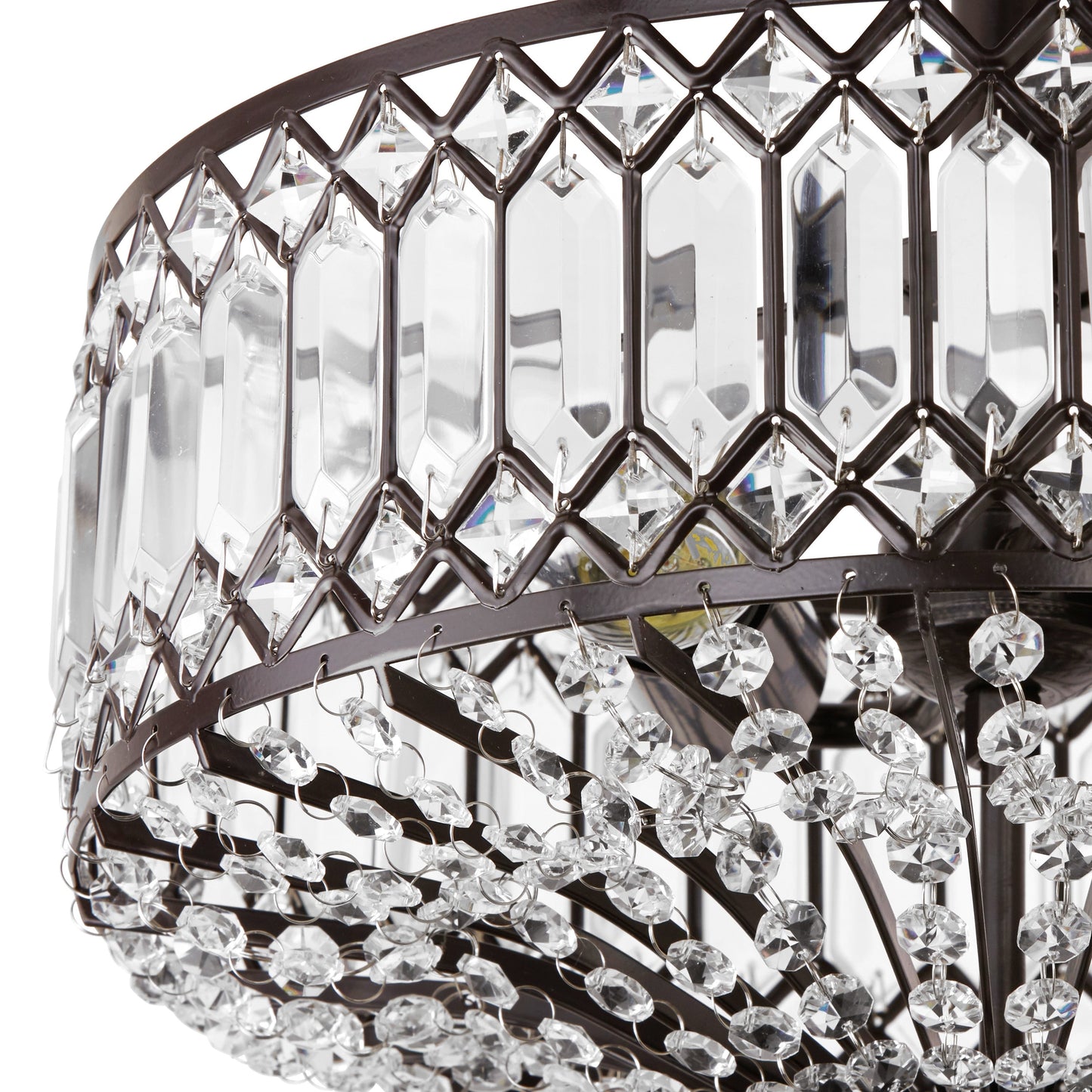 Lampada da soffitto semi-incassata in vetro a più livelli Silver Orchid Furey bronzo/oro - 14,75 L x 14,75 W x 15,25 H