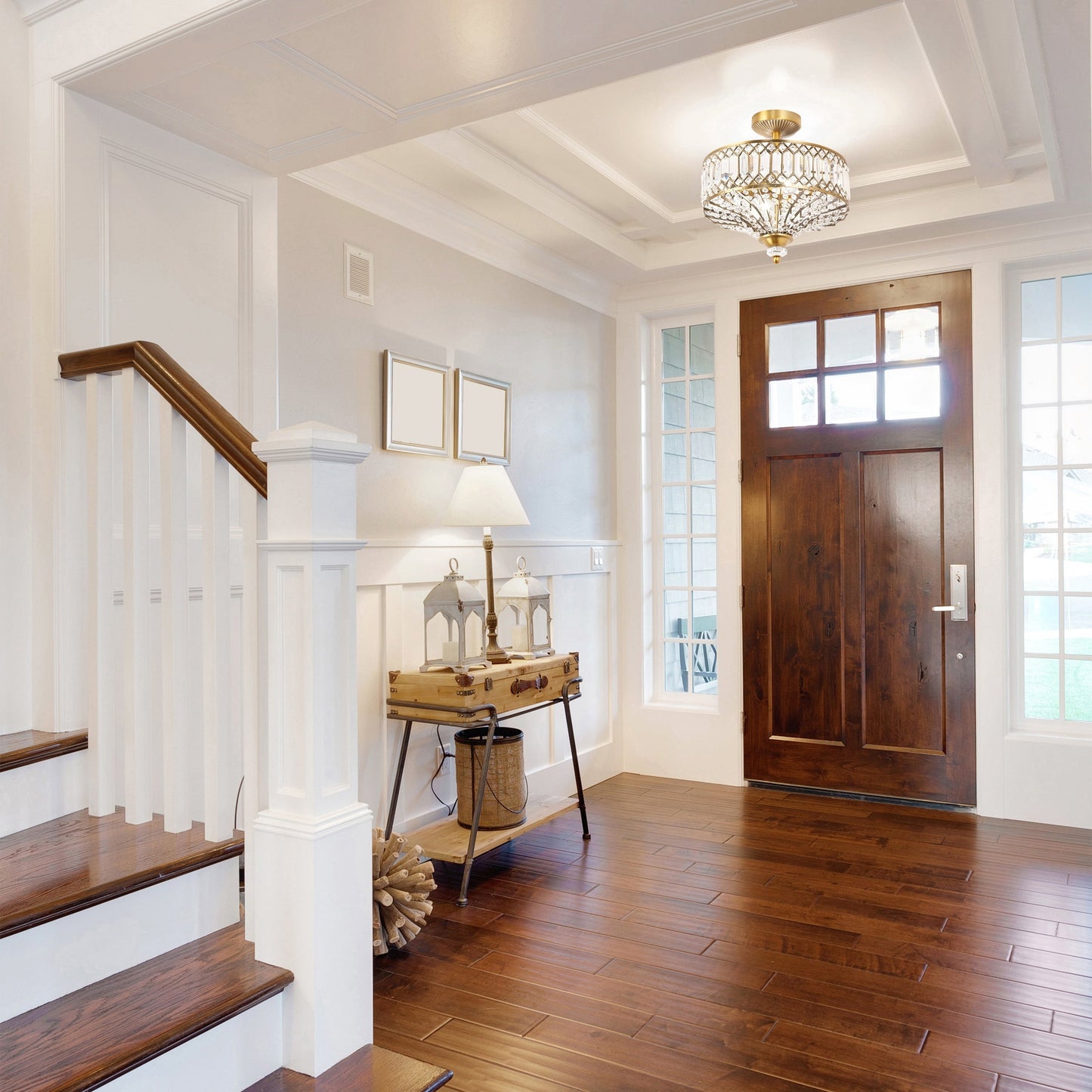 Lampada da soffitto semi-incassata in vetro a più livelli Silver Orchid Furey bronzo/oro - 14,75 L x 14,75 W x 15,25 H