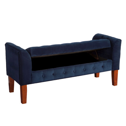 Panca/divano contenitore in velluto blu navy Malakoff Copper Grove