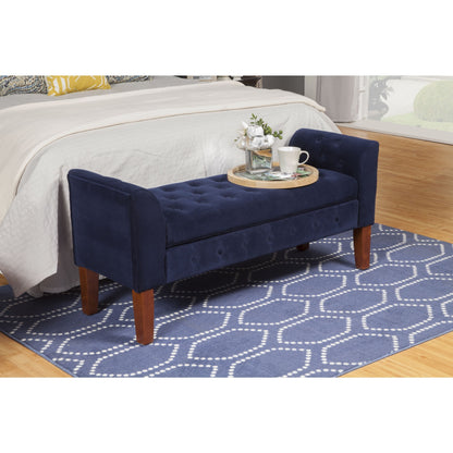 Panca/divano contenitore in velluto blu navy Malakoff Copper Grove