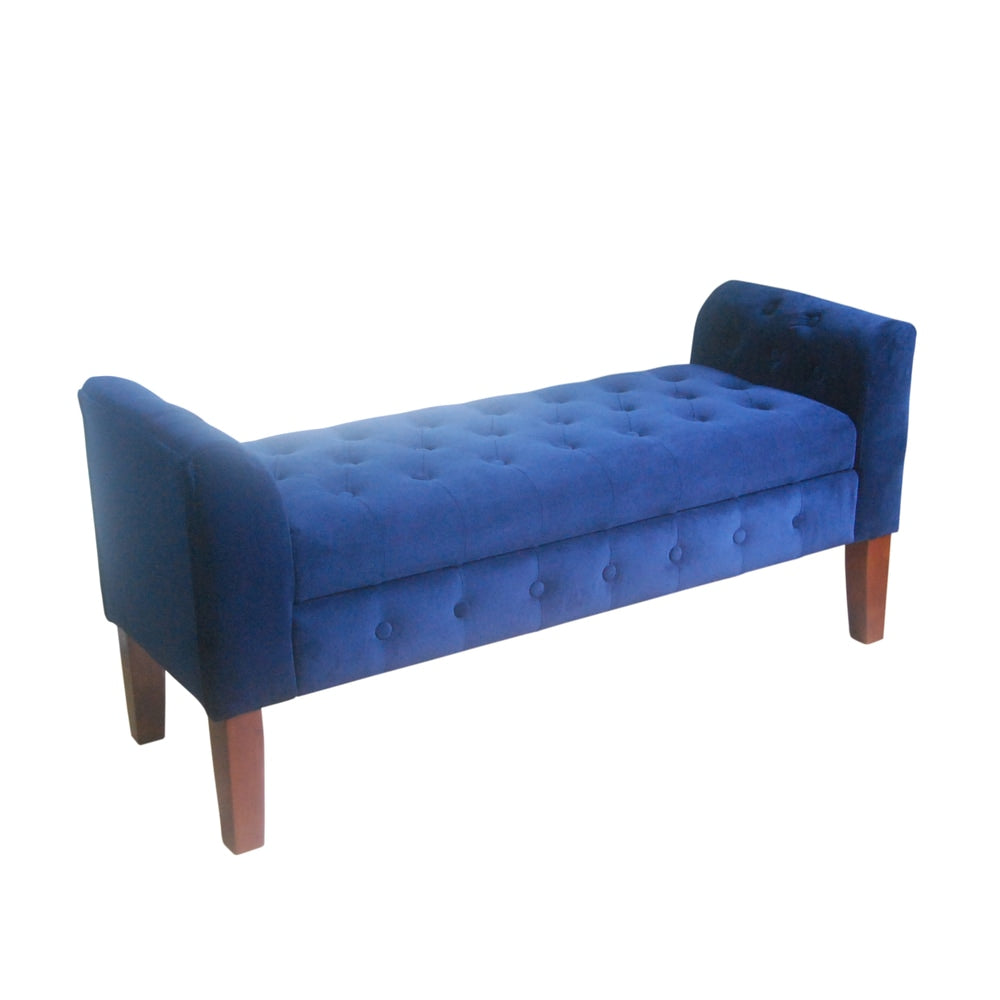 Panca/divano contenitore in velluto blu navy Malakoff Copper Grove