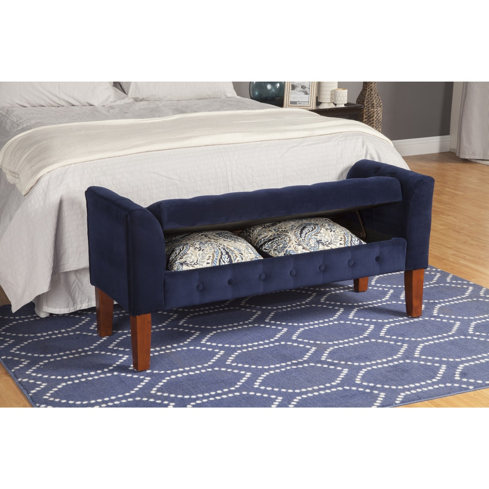 Panca/divano contenitore in velluto blu navy Malakoff Copper Grove
