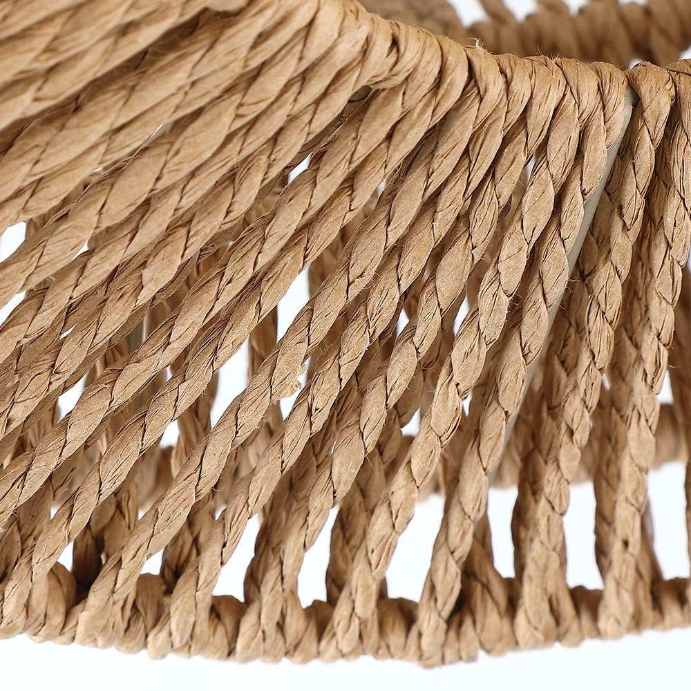 Lampada da soffitto semi-incassata Silvia a 2 luci in corda intrecciata boema - 16 pollici di larghezza