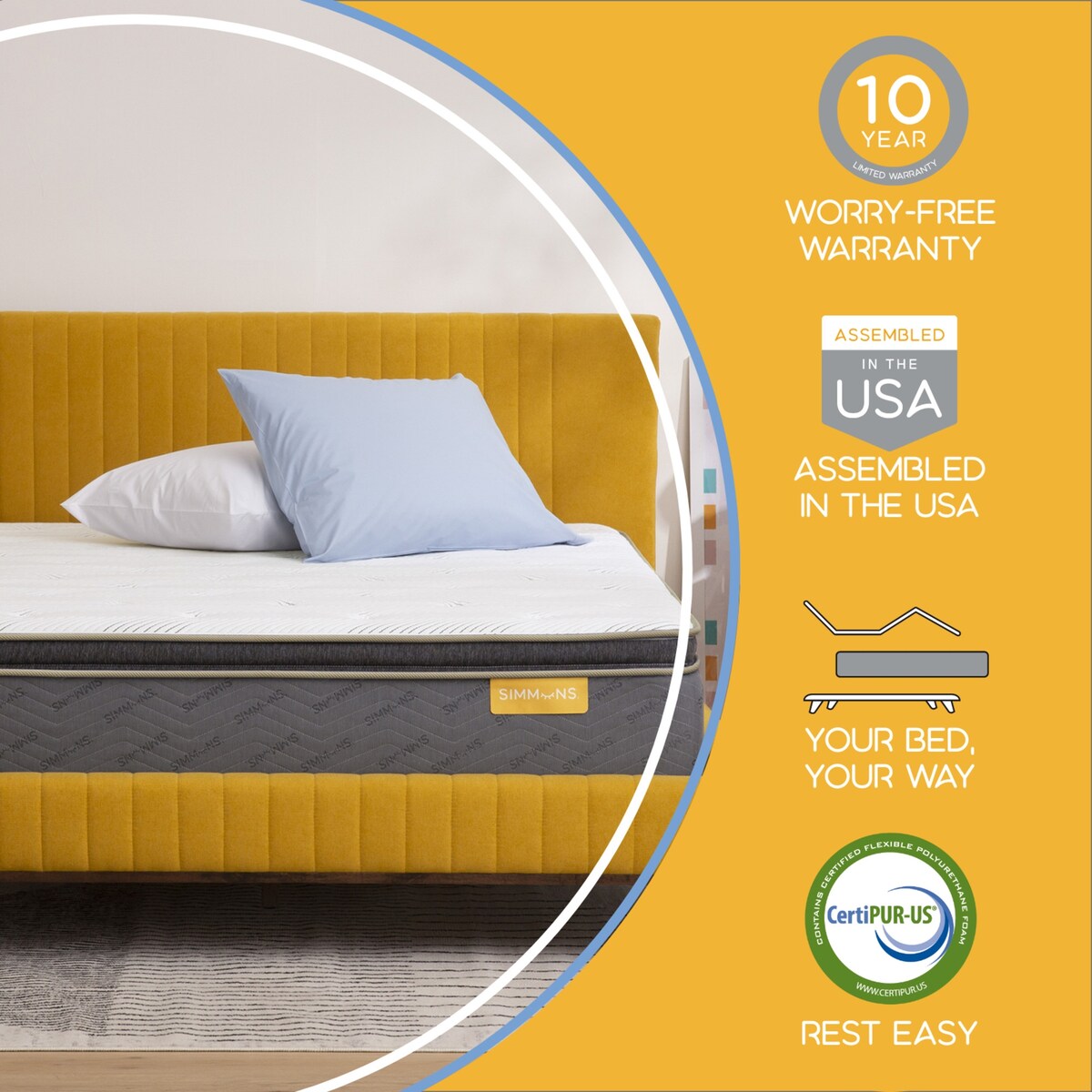 Collezione Simmons PeacefulSleep - Materasso Pillow Top bianco medio da 12