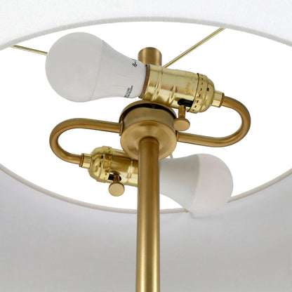 Lampada da terra Simone a 2 luci con paralume in tessuto