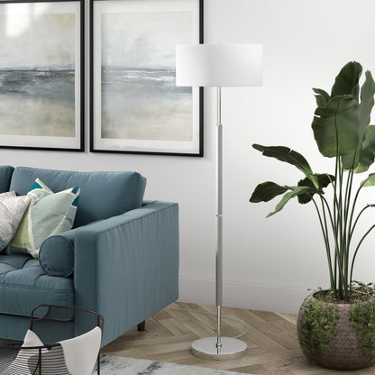 Lampada da terra Simone a 2 luci con paralume in tessuto