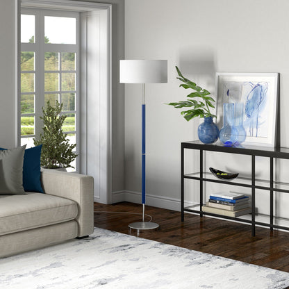 Lampada da terra Simone a 2 luci con paralume in tessuto