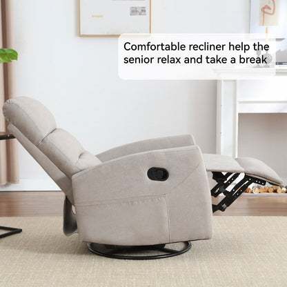 Divano reclinabile manuale singolo per adulti, poltrona reclinabile girevole a 360° in tessuto con schienale imbottito e braccioli quadrati, poltrone per bambini