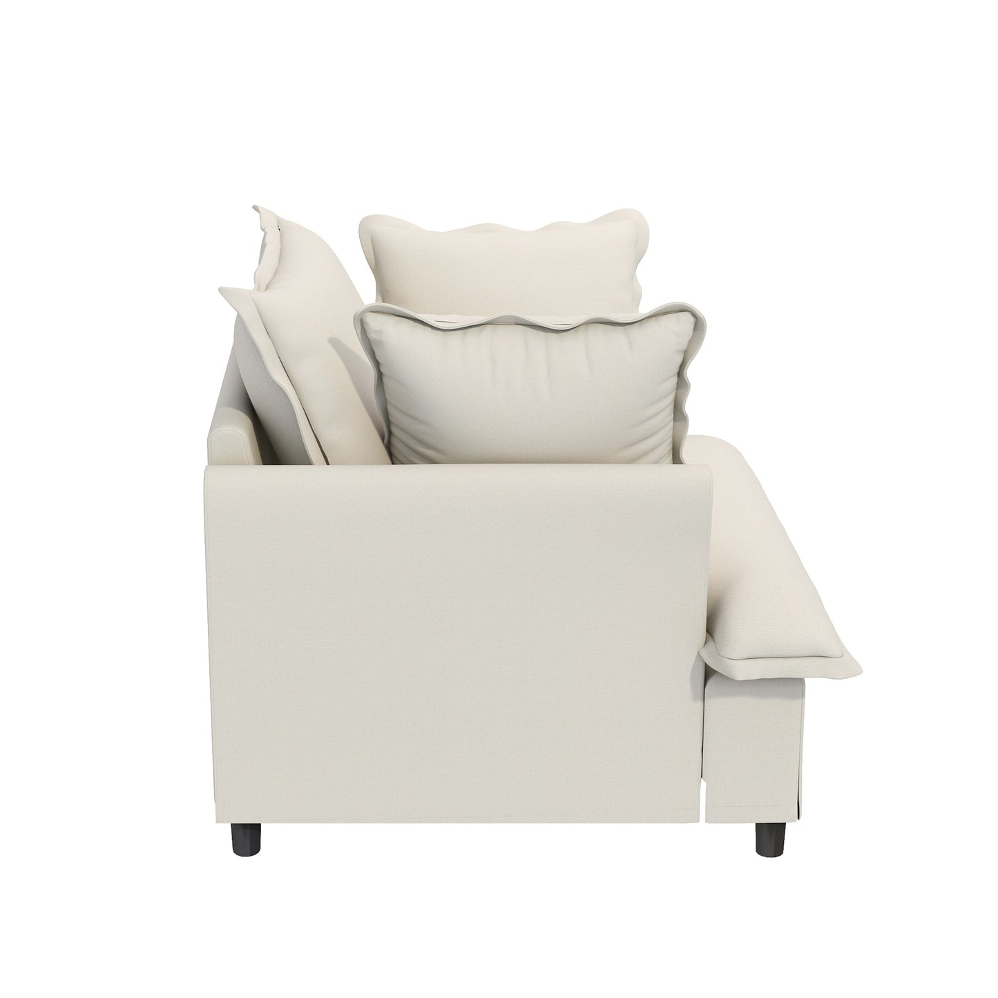 Modulo divano singolo per divano componibile, poltrona in ciniglia con seduta larga e cuscini, divano singolo imbottito