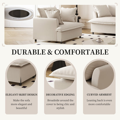 Modulo divano singolo per divano componibile, poltrona in ciniglia con seduta larga e cuscini, divano singolo imbottito