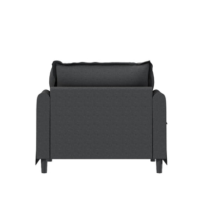 Modulo divano singolo per divano componibile, poltrona in ciniglia con seduta larga e cuscini, divano singolo imbottito