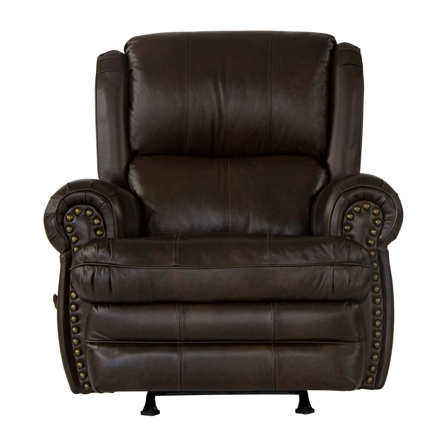 Poltrona reclinabile a dondolo in pelle italiana Skelt, cioccolato