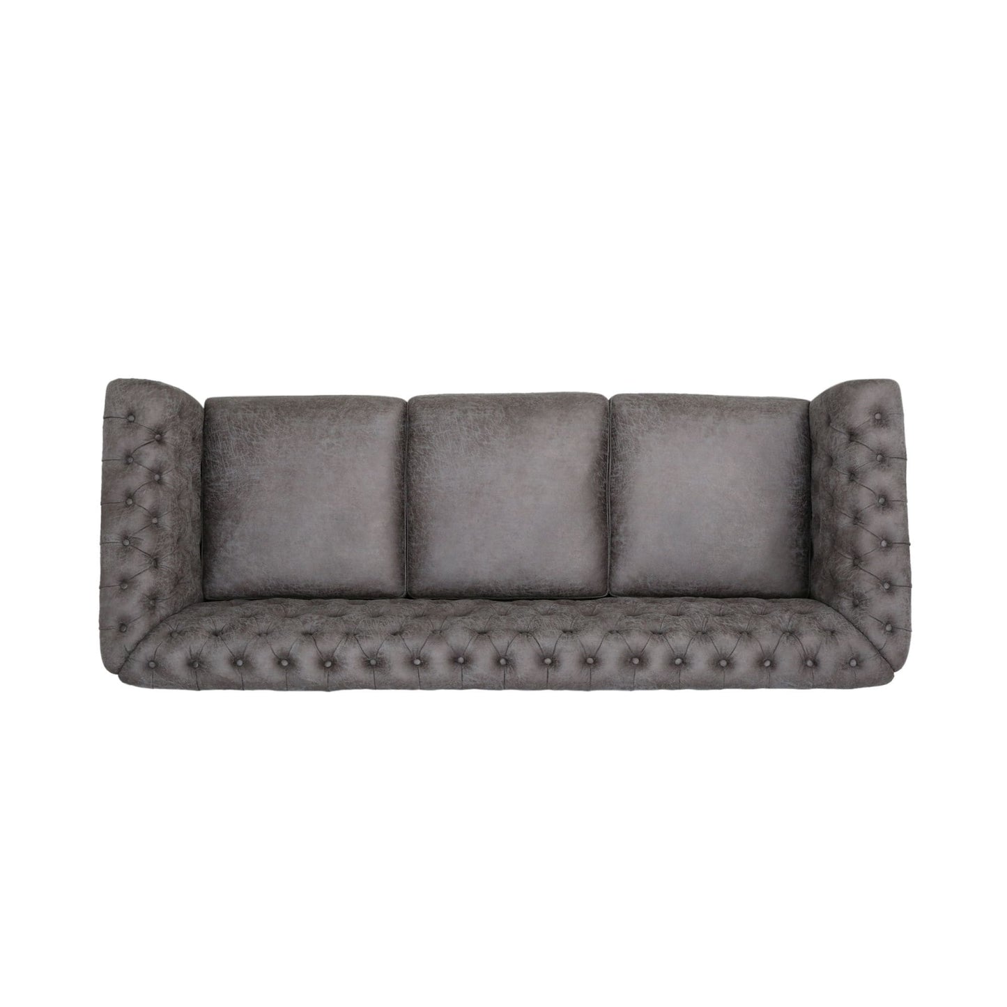 Divano Chesterfield a 3 posti in ardesia con bottoni e borchie