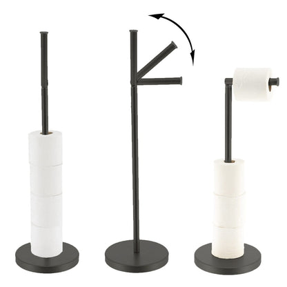 Porta carta igienica elegante con braccio pieghevole e supporto compatto in metallo indipendente - Diametro 8 pollici X 22 H