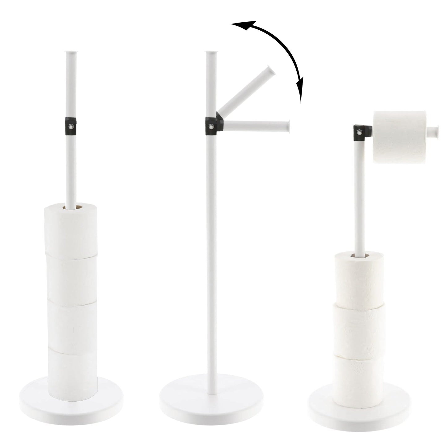 Porta carta igienica elegante con braccio pieghevole e supporto compatto in metallo indipendente - Diametro 8 pollici X 22 H