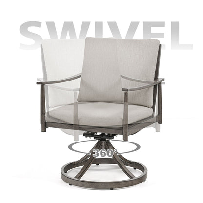 Set da pranzo per patio in alluminio SleekLine da 7 pezzi con schienale in fettuccia e cuscini rimovibili