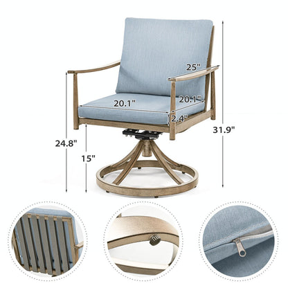 Set da pranzo per patio in alluminio SleekLine da 7 pezzi con schienale in fettuccia e cuscini rimovibili