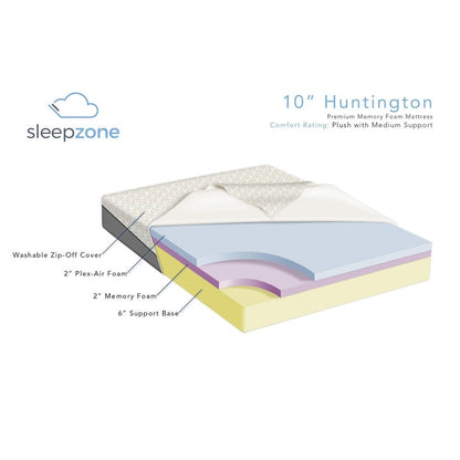 Materasso in memory foam Sleep Zone Huntington da 10 pollici