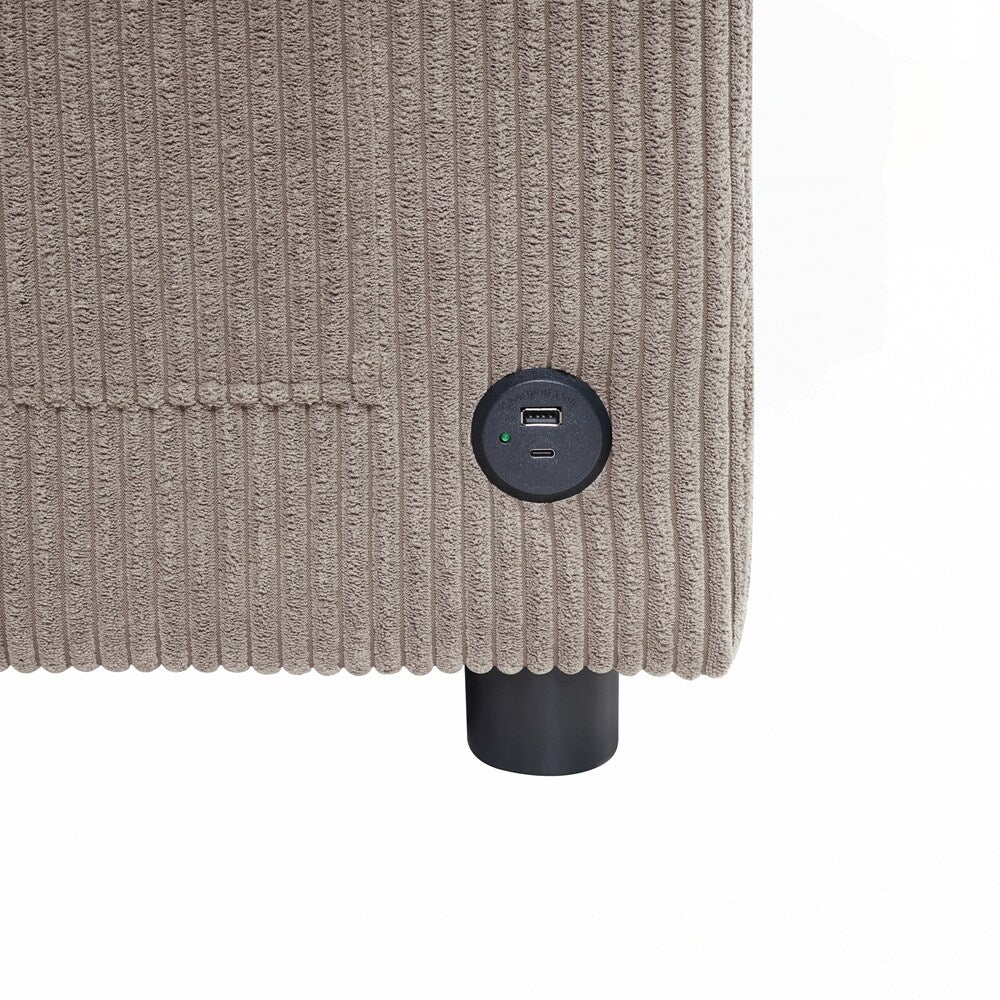 Divano letto a due posti con materasso pieghevole, tasca portaoggetti e due porte USB - 2 posti