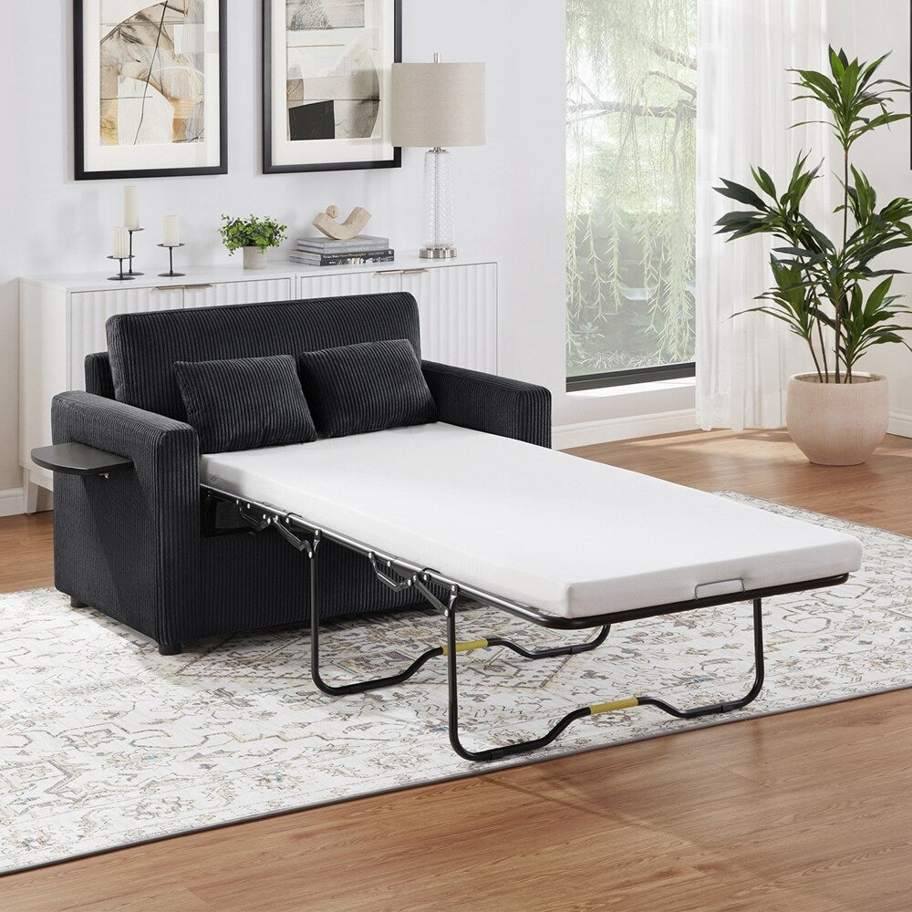 Divano letto a due posti con materasso pieghevole, tasca portaoggetti e due porte USB - 2 posti