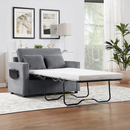 Divano letto a due posti con materasso pieghevole, tasca portaoggetti e due porte USB - 2 posti