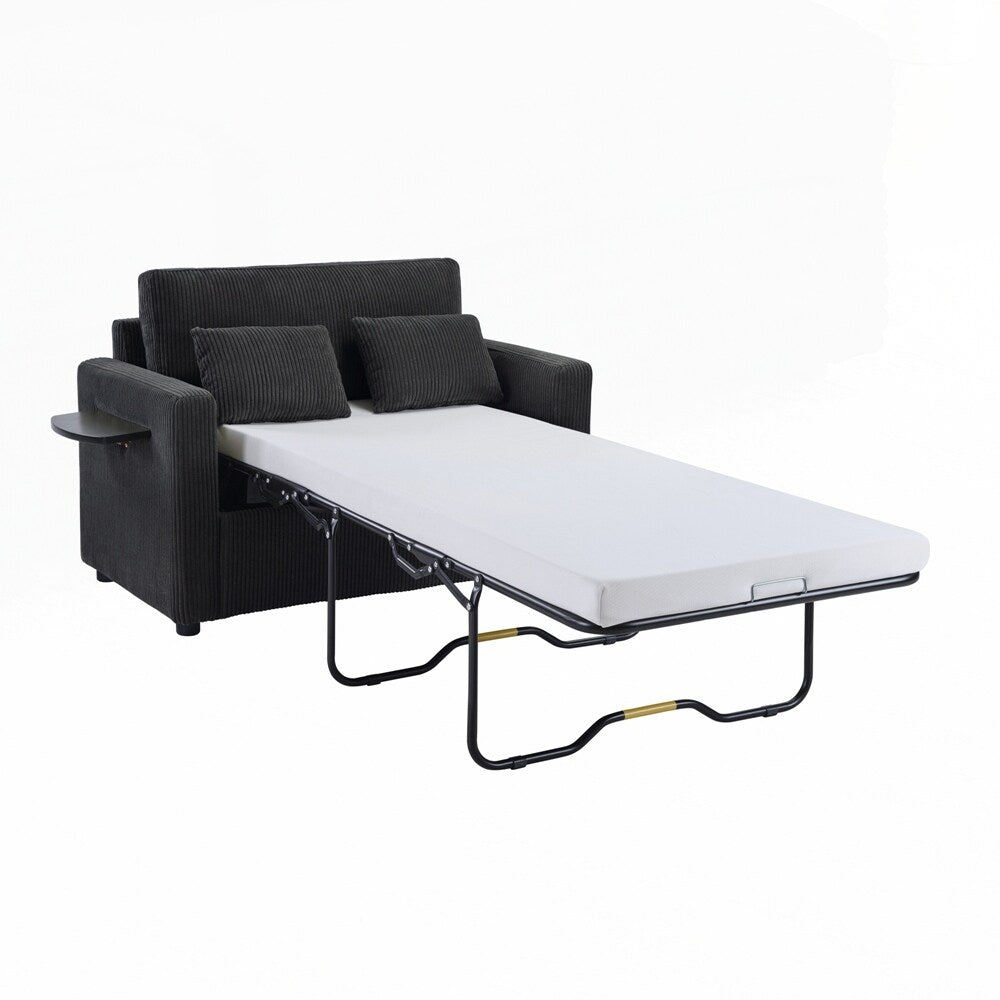 Divano letto a due posti con materasso pieghevole, tasca portaoggetti e due porte USB - 2 posti