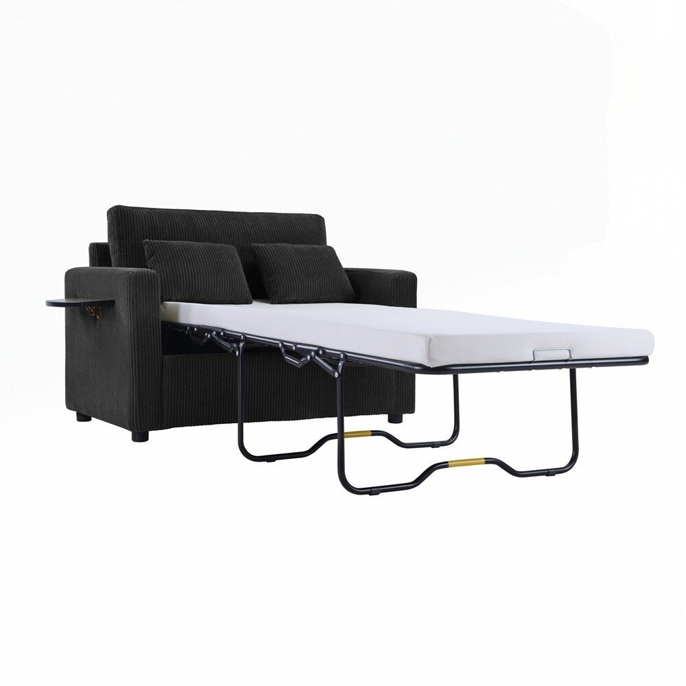 Divano letto a due posti con materasso pieghevole, tasca portaoggetti e due porte USB - 2 posti