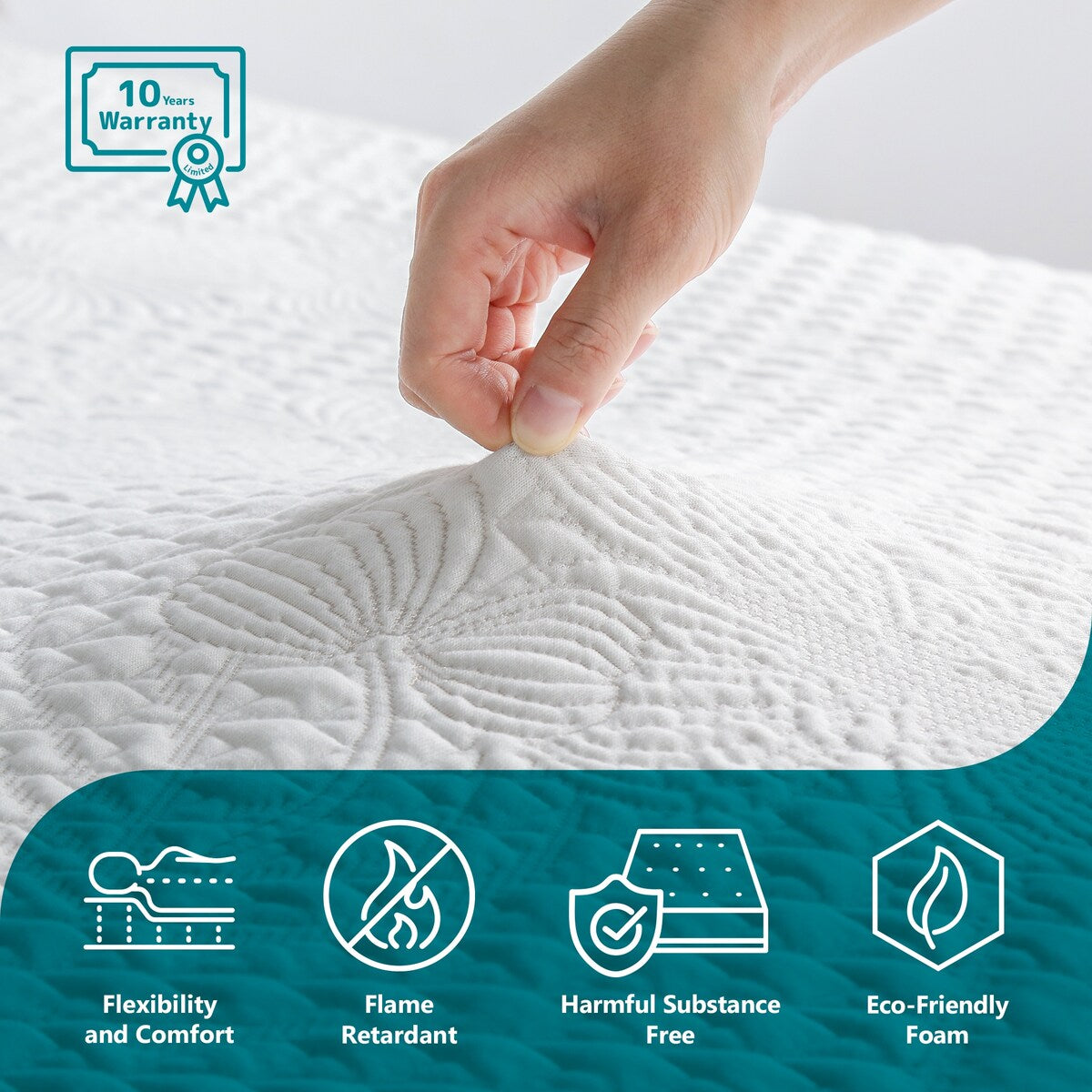 Materasso in memory foam Comfort Gel Sleeplanner da 10 pollici, grigio