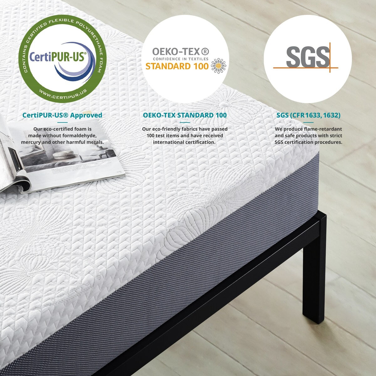 Materasso in memory foam Comfort Gel Sleeplanner da 10 pollici, grigio