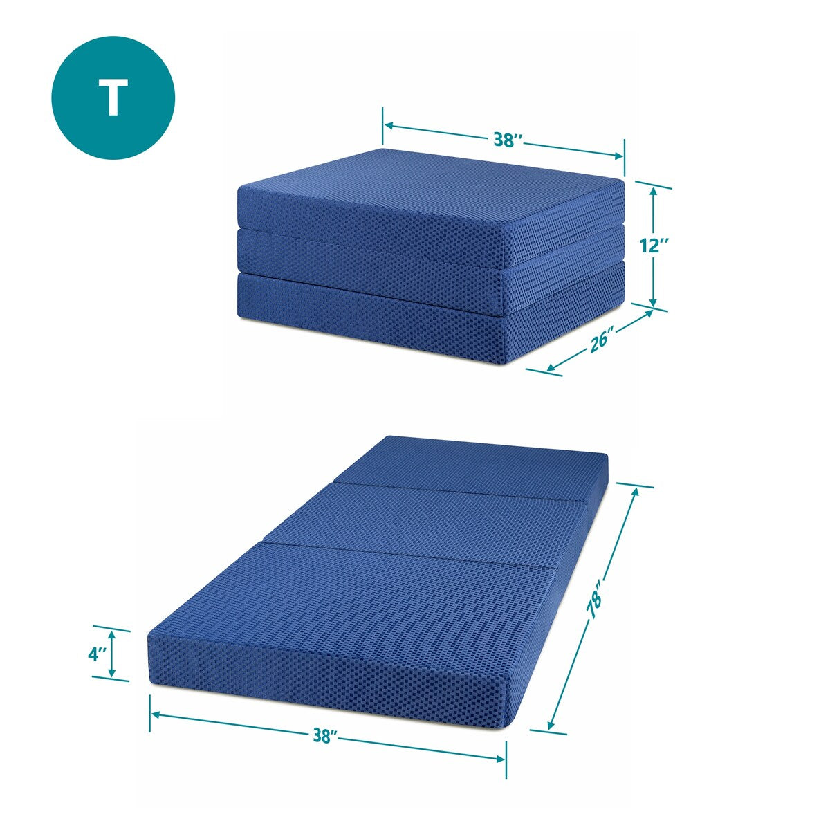 Materasso pieghevole Sleeplanner Twin, materasso da campeggio, materasso da pavimento per adulti e bambini