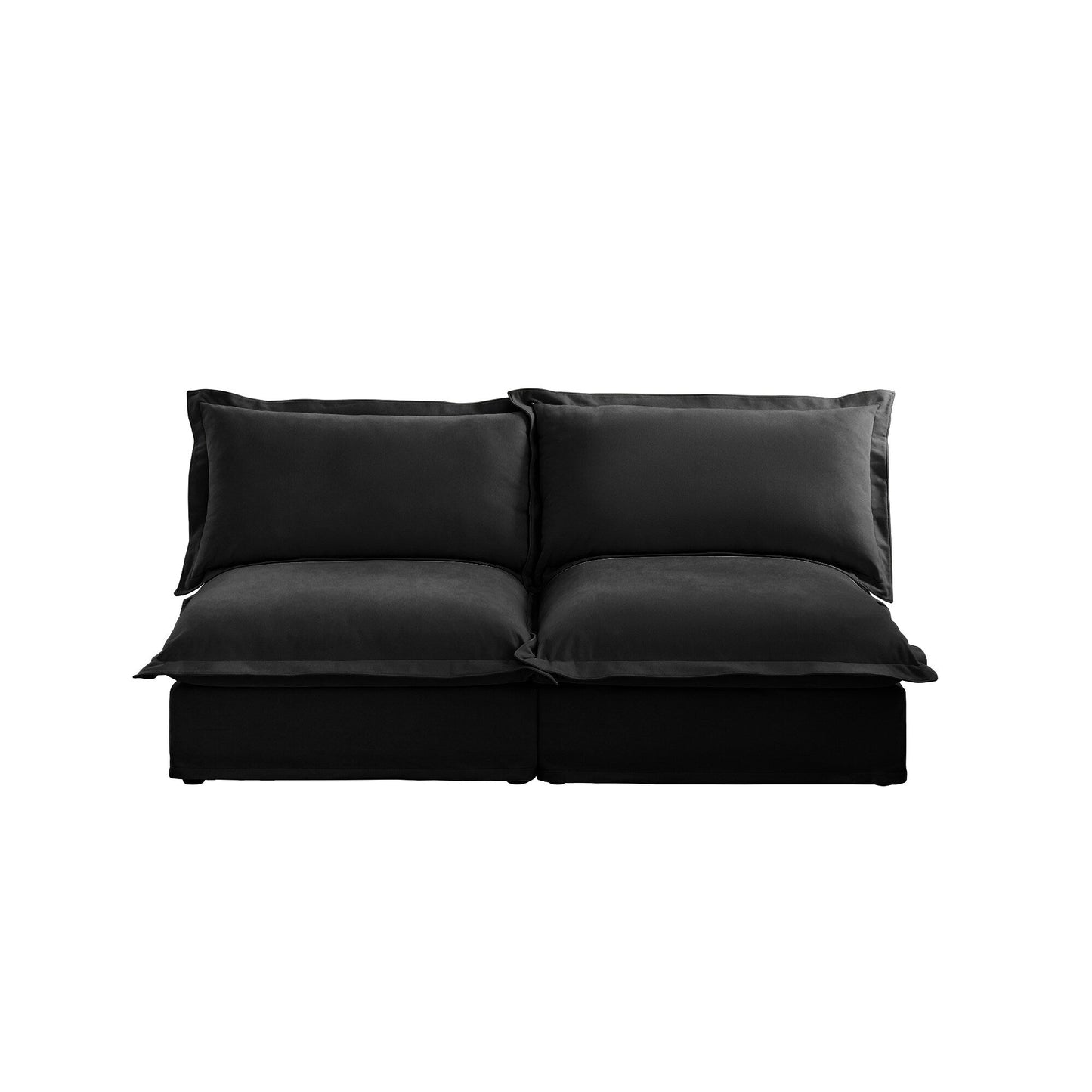 Divano a 2 posti senza braccioli con rivestimento foderato, divano con rivestimento foderato convertibile a combinazione libera