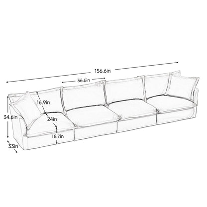 Divano lungo rivestito, divano a 4 posti con rivestimento sfoderabile, divano extra profondo per soggiorno
