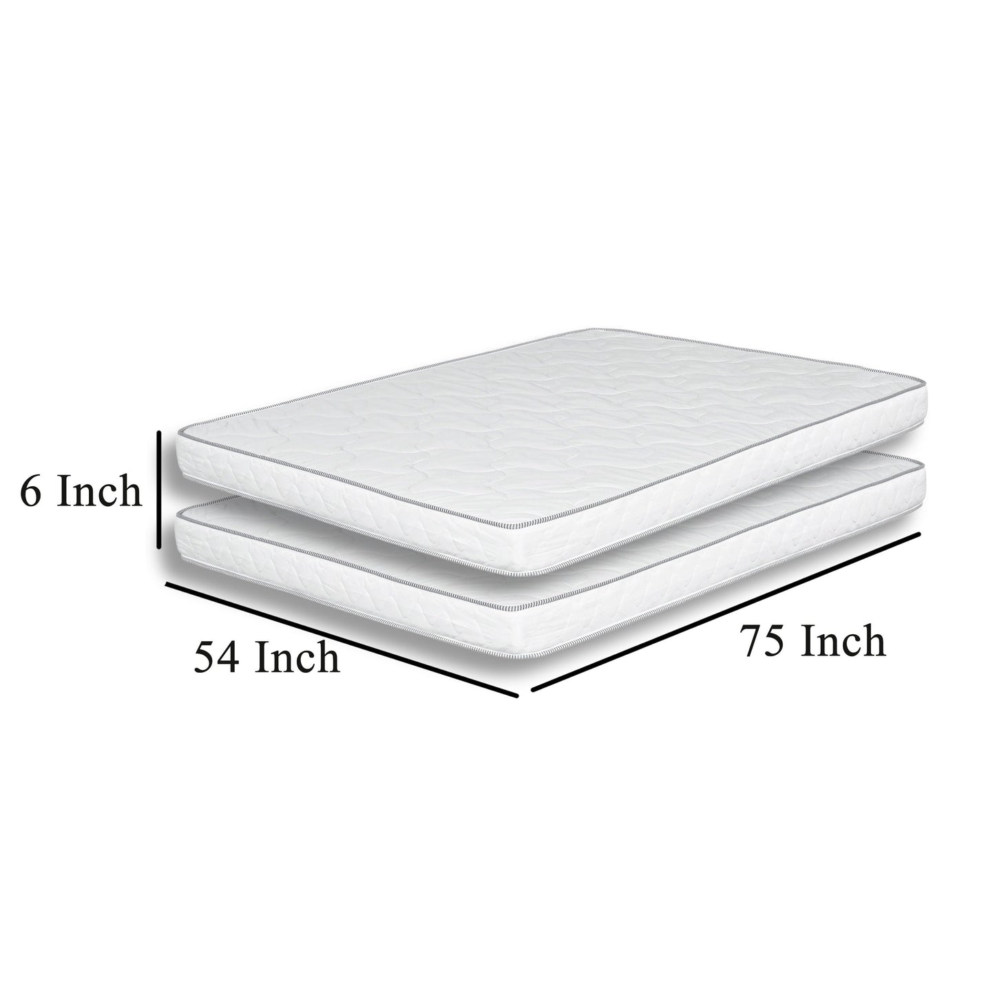 Set di 2 materassi Sly da 6 pollici, dimensioni standard, nucleo in schiuma di poliuretano di media grandezza