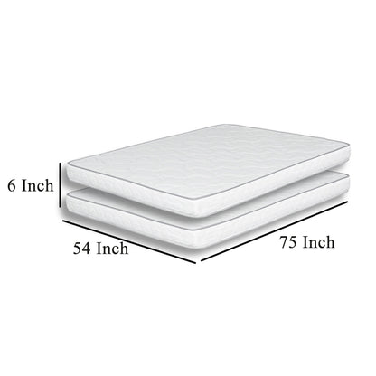 Set di 2 materassi Sly da 6 pollici, dimensioni standard, nucleo in schiuma di poliuretano di media grandezza