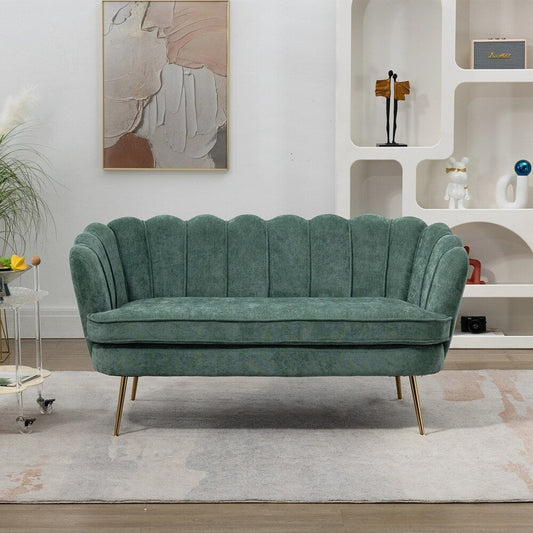 Divano a due posti per mini-stanze con gambe in metallo dorato - 2 posti